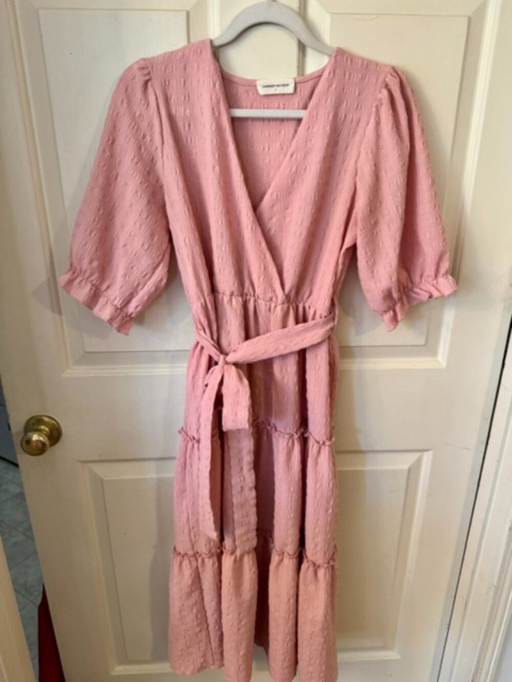 Goodnight Macaroon Blush Pink Textured Boho Midi Dress Large